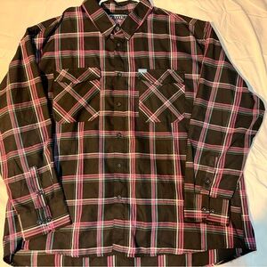DIXXON Men's Brown and Pink Plaid Shirt